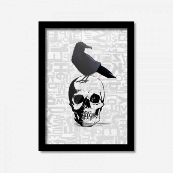 Quadro Decorativo Caveira Pássaro 45cmx33cm Los Quadros - 1