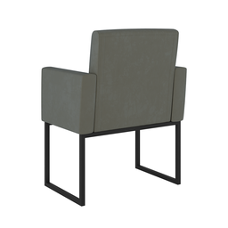 Poltrona Cadeira Decorativa Recepção Base de Ferro Dourada Cor:cinza - 3