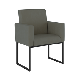 Poltrona Cadeira Decorativa Recepção Base de Ferro Dourada Cor:cinza - 1