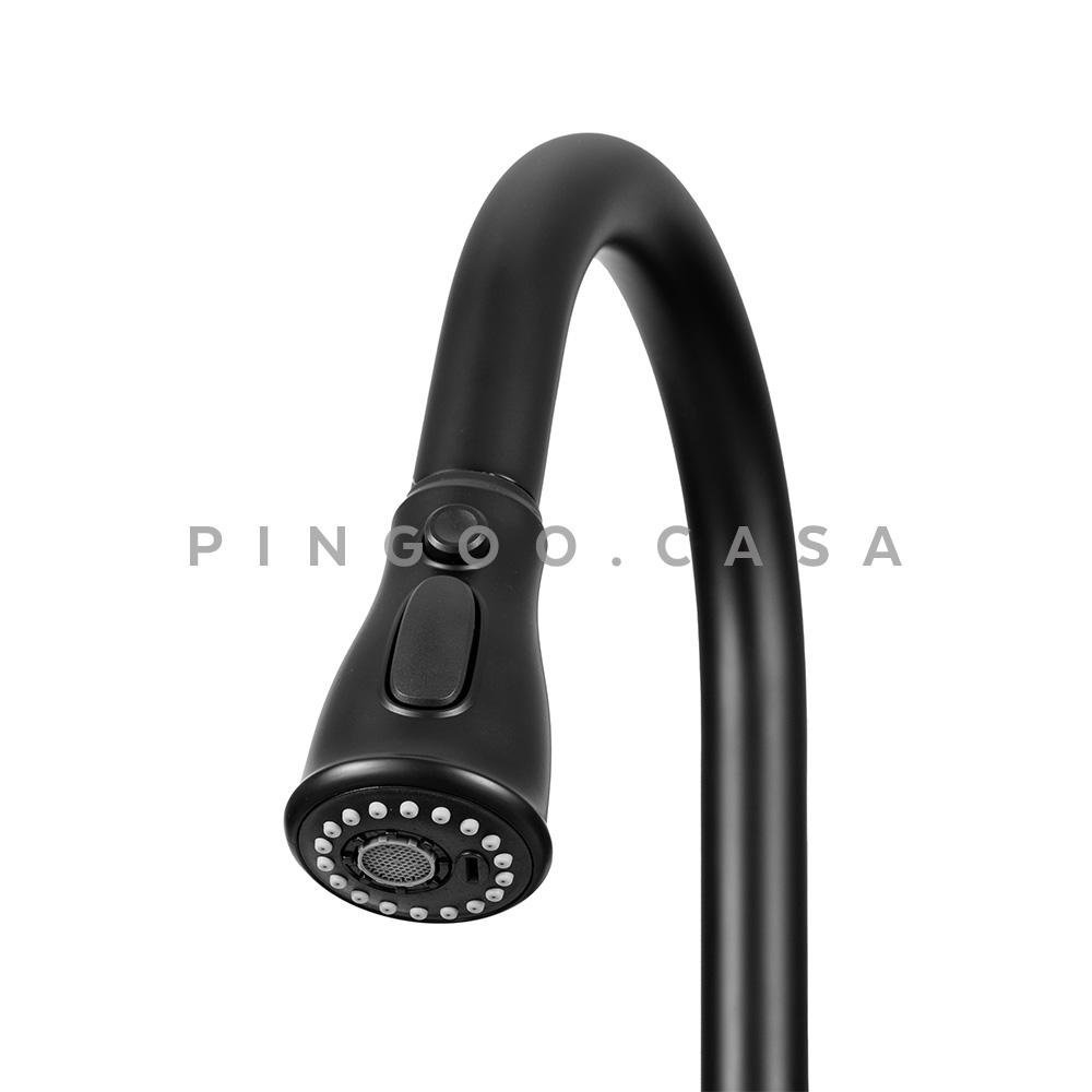 Torneira Para Cozinha Gourmet Inox Misturador Extensível Duplo Comando Içá Pingoo.casa - Preto - 4
