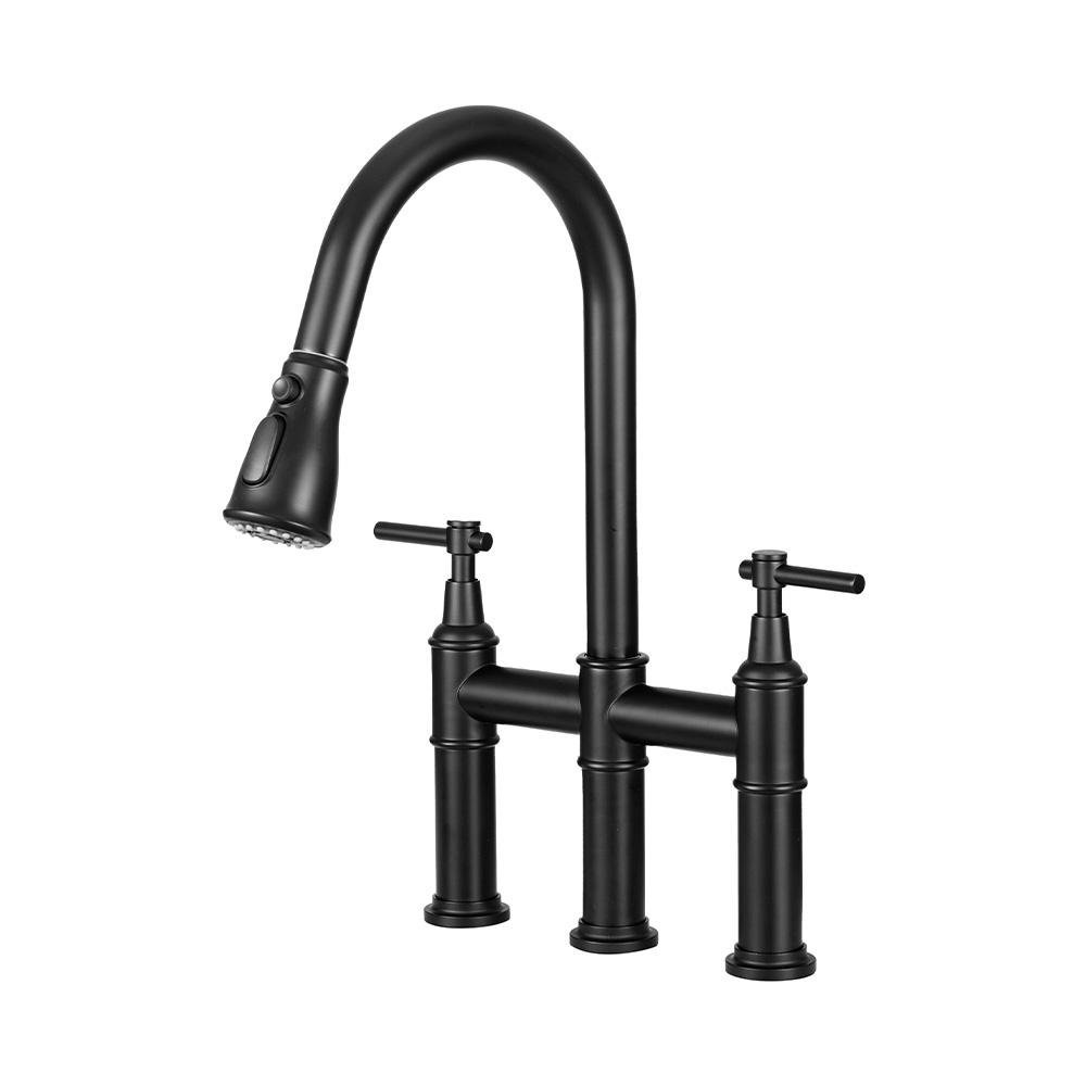 Torneira Para Cozinha Gourmet Inox Misturador Extensível Duplo Comando Içá Pingoo.casa - Preto - 1