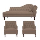 Ver imagem 1 de Kit Divã Cancun 185cm Braço Esquerdo + 2 Poltronas Genesis com Strass Suede: Capuccino