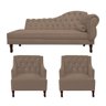 Kit Divã Cancun 185cm Braço Esquerdo + 2 Poltronas Genesis com Strass Suede: Capuccino - 1