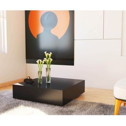 Mesa Quadrada Bloco Centro Sala 80cm Mdf Preto - 3