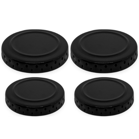 4 Tampas Espalhadores para Boca de Fogão Atlas Mônaco Preto, 2 Pequenas/ 2 Grandes