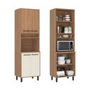 Ver imagem 1 de Armário Torre Quente 1 Forno 4 Portas 220x65 cm Granada Amadeirado Off White Casamia