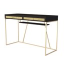 Ver imagem 4 de Escrivaninha New York 120 Cm 2 Gavetas Palhinha Base Metal Laca Preto