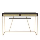 Ver imagem 1 de Escrivaninha New York 120 Cm 2 Gavetas Palhinha Base Metal Laca Preto