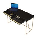 Ver imagem 2 de Escrivaninha New York 120 Cm 2 Gavetas Palhinha Base Metal Laca Preto