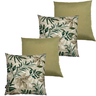 Kit 4 Almofadas Impermeável Antimofo Antiácaro Folha Verde Marrom Verde Oliva Área Externa 45cmX45cm - 1