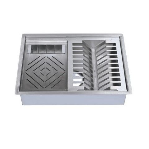 Calha Úmida Aço Inox Cozix Canal Organizador de Sobrepor C/ Tampa 44x30