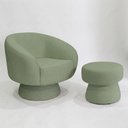 Ver imagem 2 de Poltrona Decorativa Giratória com Puff Liz Bouclé Verde Claro - Nexta Casa