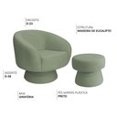 Ver imagem 3 de Poltrona Decorativa Giratória com Puff Liz Bouclé Verde Claro - Nexta Casa