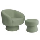 Ver imagem 1 de Poltrona Decorativa Giratória com Puff Liz Bouclé Verde Claro - Nexta Casa