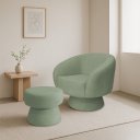 Ver imagem 2 de Poltrona Decorativa Giratória com Puff Liz Bouclé Verde Claro - Nexta Casa