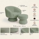 Ver imagem 3 de Poltrona Decorativa Giratória com Puff Liz Bouclé Verde Claro - Nexta Casa