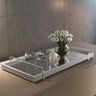 Bandeja Decorativa Espelhada Alça Cromada Larflex Off White - 1