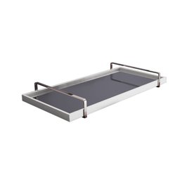 Bandeja Decorativa Espelhada Alça Cromada Larflex Off White - 2