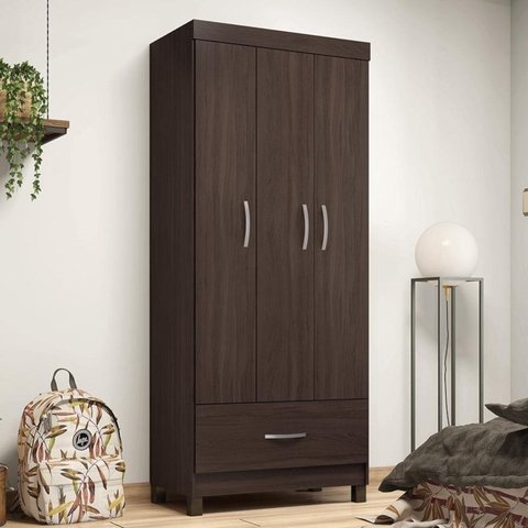 Guarda Roupa Solteiro Prince 3 Portas e 1 Gaveta -demóbile:café Touch