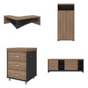 Ver imagem 2 de Conjunto 5 Peças com Mesa para Escritório Diretor em Tamburato, Gaveteiro Marrom/Nogal/Preto Artany