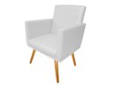 Ver imagem 3 de Poltrona Decorativa Bia Corino Branco Pés Madeira Mz Decor