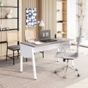 Ver imagem 2 de Mesa Escrivaninha com 135cm Industrial Tampo Chanfrado e Pés Metálicos Executive Cinza Sagrado e Branco