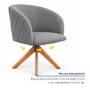 Ver imagem 6 de Kit 2 Poltronas Giratória Linho Premium Base Madeira Maciça Maya