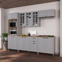 Ver imagem 1 de Armário Cozinha Modulada Completa Americana 100% MDF 270cm Provence Multimóveis Crink-CPL007 Cinza
