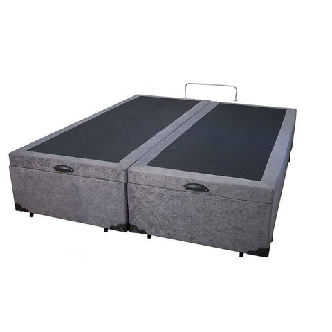 Cama Box Baú Casal Bipartido Suede Cinza 138x188