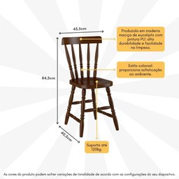 Conjunto com 4 Cadeiras de Jantar Madeira Maciça Multimóveis Cr50087  - 2