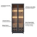 Ver imagem 3 de Cristaleira Guanabara com 2 Portas de Vidro - Castanho/preto