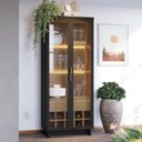 Ver imagem 1 de Cristaleira Guanabara com 2 Portas de Vidro - Castanho/preto