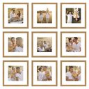 Ver imagem 2 de Kit Quadro Porta Retrato 32X32 - Foto 20X20 - Paspatur Branco:Moldura Freijo/Kit com 9 Unidades