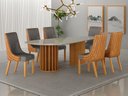 Ver imagem 6 de Conjunto Sala de Jantar Mesa Orgânica 200cm 6 Cadeiras Belle com Tampo Vidro Cinamomo/Sintético Terr