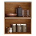 Ver imagem 3 de Armário Aéreo 1 Porta MDF 1 Porta Ripada Basculante 60cm Proença Marrom/Nogueira/Nude Prime