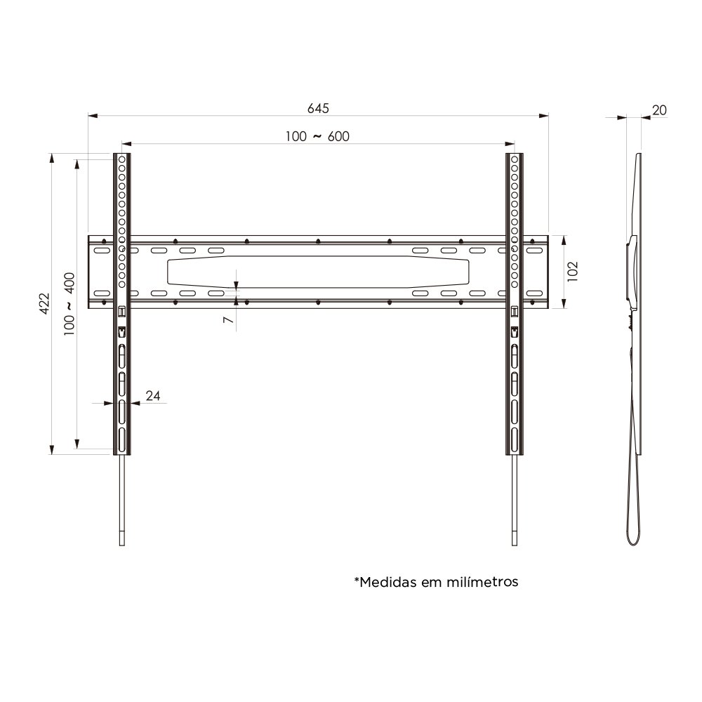 Suporte Fixo para Tv de 32'' a 86'' até 50kg Vesa 600 - Elg - 5