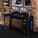 Ver imagem 3 de Mesa Gamer com 1 Prateleira Preto com Vermelho Tecnomobili Me4152 Cor: Preto/azul