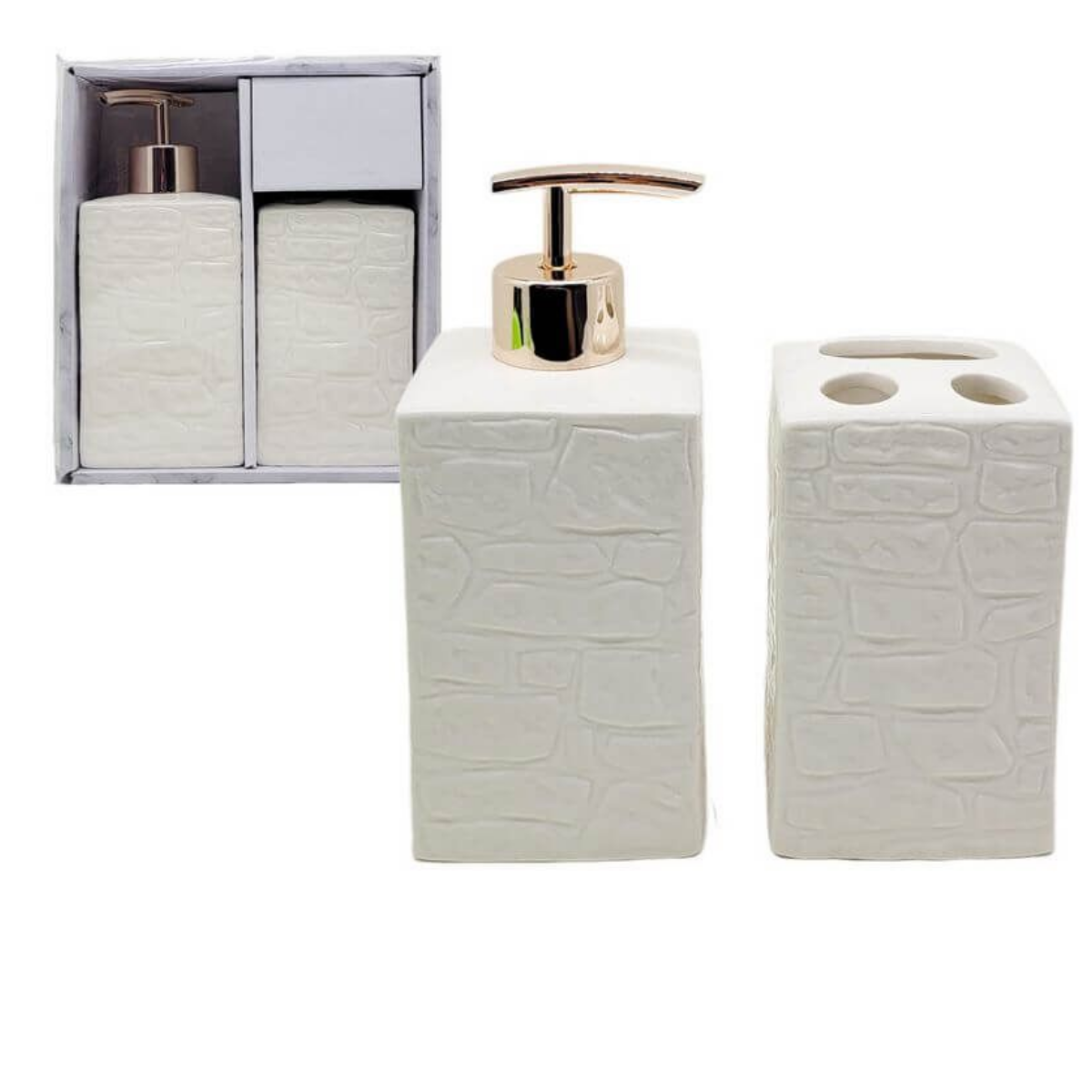 Kit para Banheiro com 4 Peças Kit Banheiro Porcelana Lavabo - 9