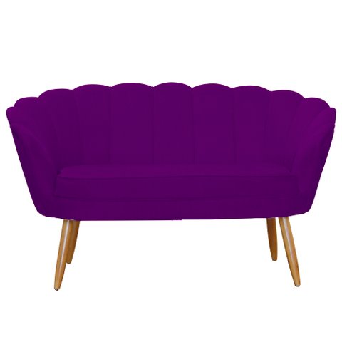Namoradeira Decorativa Pétala Suede Roxo Pés Madeira Mz Decor