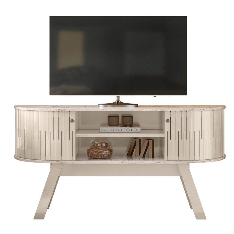 Bancada Atlanta Tvs até 55” Calacata Off White 509136 Madetec