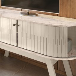 Bancada Atlanta Tvs até 55” Calacata Off White 509136 Madetec - 3
