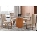 Ver imagem 1 de Conjunto: Mesa Sala Jantar Maldivas Tampo c/ Vidro Curvo 90cm+4 Cadeiras Dafne Madeira Naturale/Off