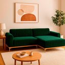 Ver imagem 5 de Sofá Cocie 3L Reclinável com Chaise 230cm Verde Veludo Sal Movelaria