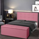 Ver imagem 7 de Kit Cabeceira e Calçadeira Baú Casal 1,40m Roma Suede Rosa - Pallazio