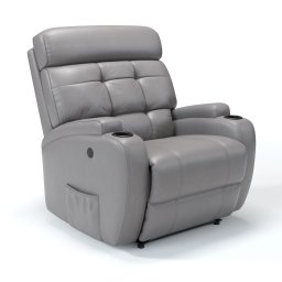 Poltrona do Papai Reclinável em Corino Sintético Cor Cinza Reclinação Elétrica - Modelo Florença - 1