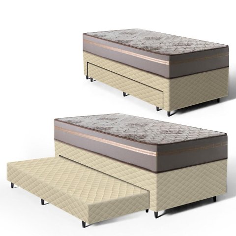 Cama Box com Colchão de Espuma D33 Millenium One Face + Auxiliar de Espuma Unique Solteiro 88cm