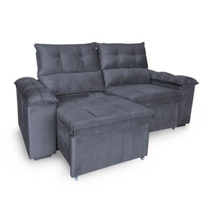 Sofá Retrátil e Reclinável 2 Lugares Verona 1,80m - Élpis Móveis - Veludo Cinza