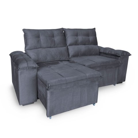 Sofá Retrátil e Reclinável 2 Lugares Verona 1,80m - Élpis Móveis - Veludo Cinza