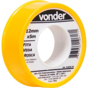 Fita veda rosca 12mmx5m ptfe teflon - Vonder