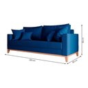 Ver imagem 2 de Sofá 3 Lugares Beny Base de Madeira Linho Azul Marinho